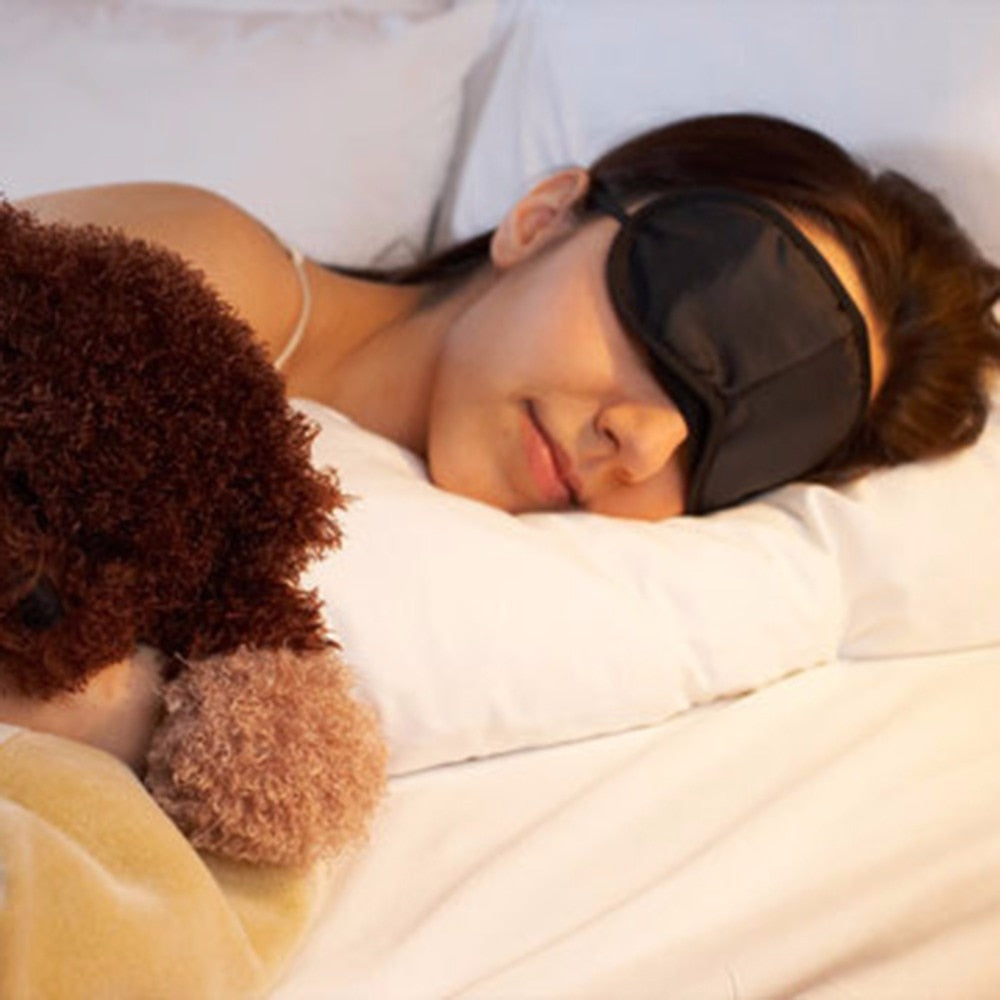 Black Sleeping Eye Mask Blindfold let Travel Sleep gentle comfort Aid Cover Light soft material portable health care